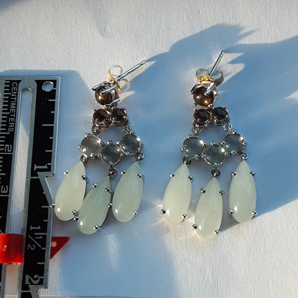 925 multi Gemstone Chandelier Style Earrings. - Picture 4 of 4